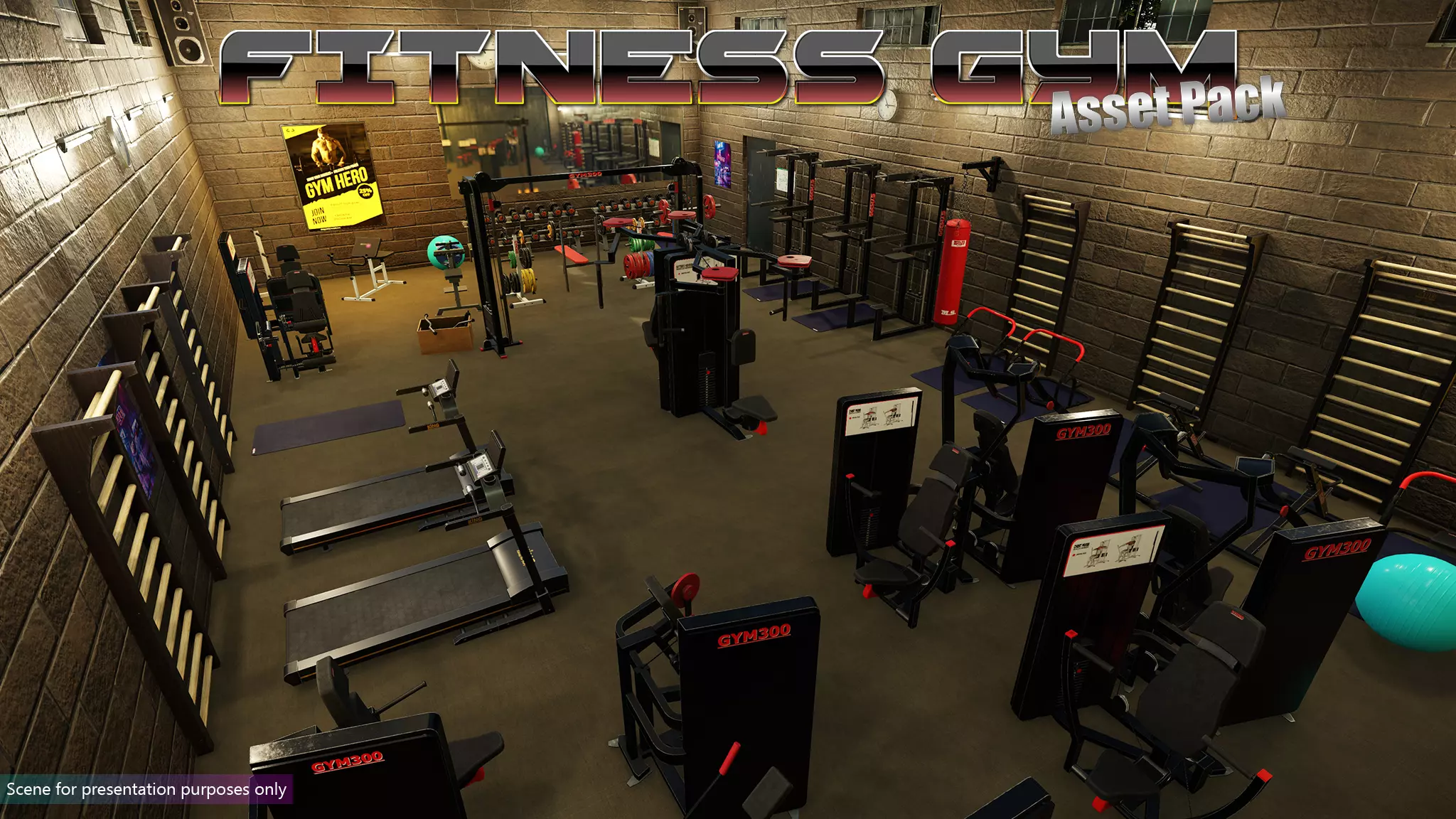 Low-Poly Fitness-Gym Pack Low-poly 3D model_0