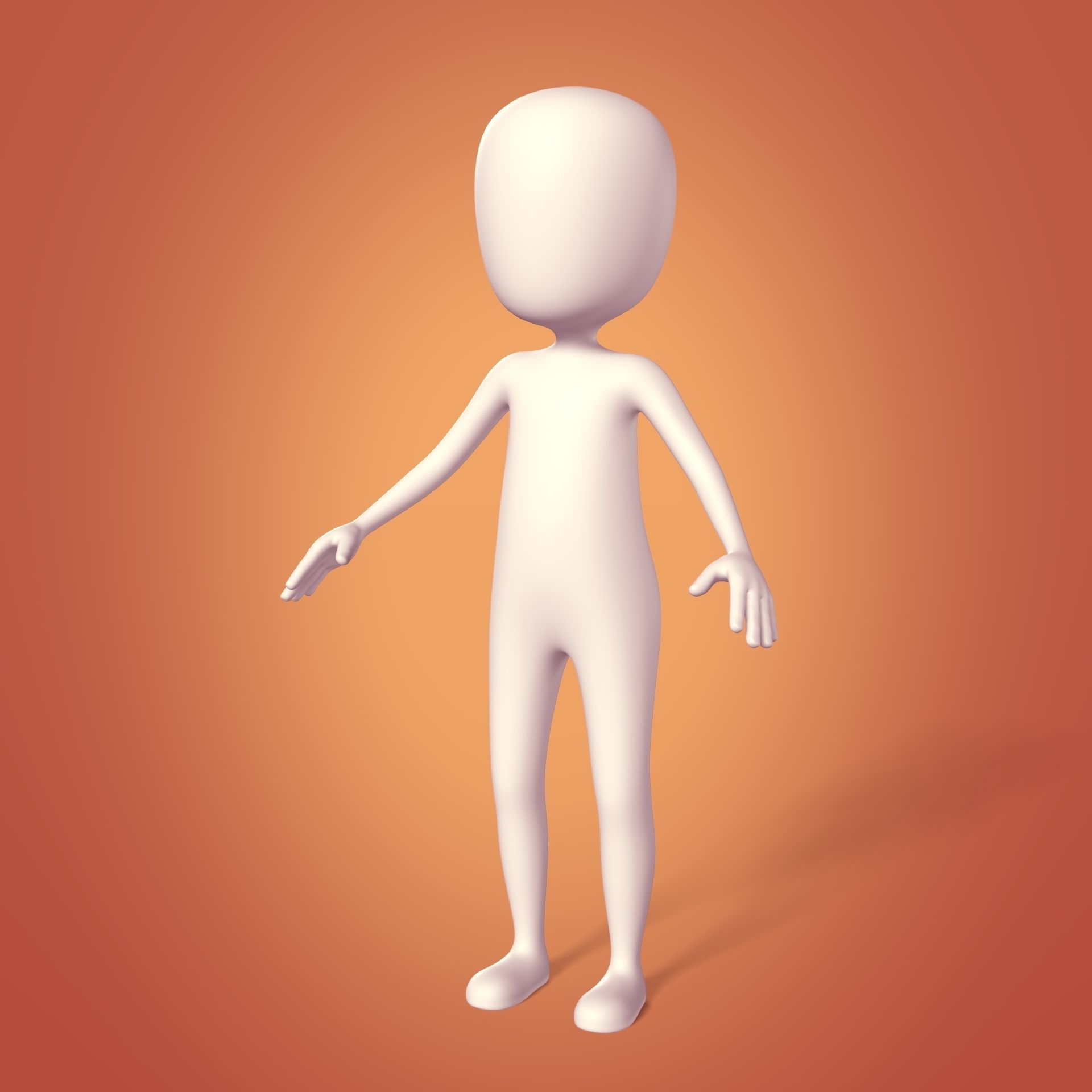 Cartoon Man - Stickman with High Quality IK and FK Rig Low-poly 3D model_1