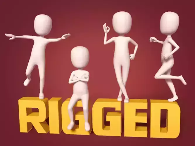 Cartoon Man - Stickman with High Quality IK and FK Rig Low-poly 3D model