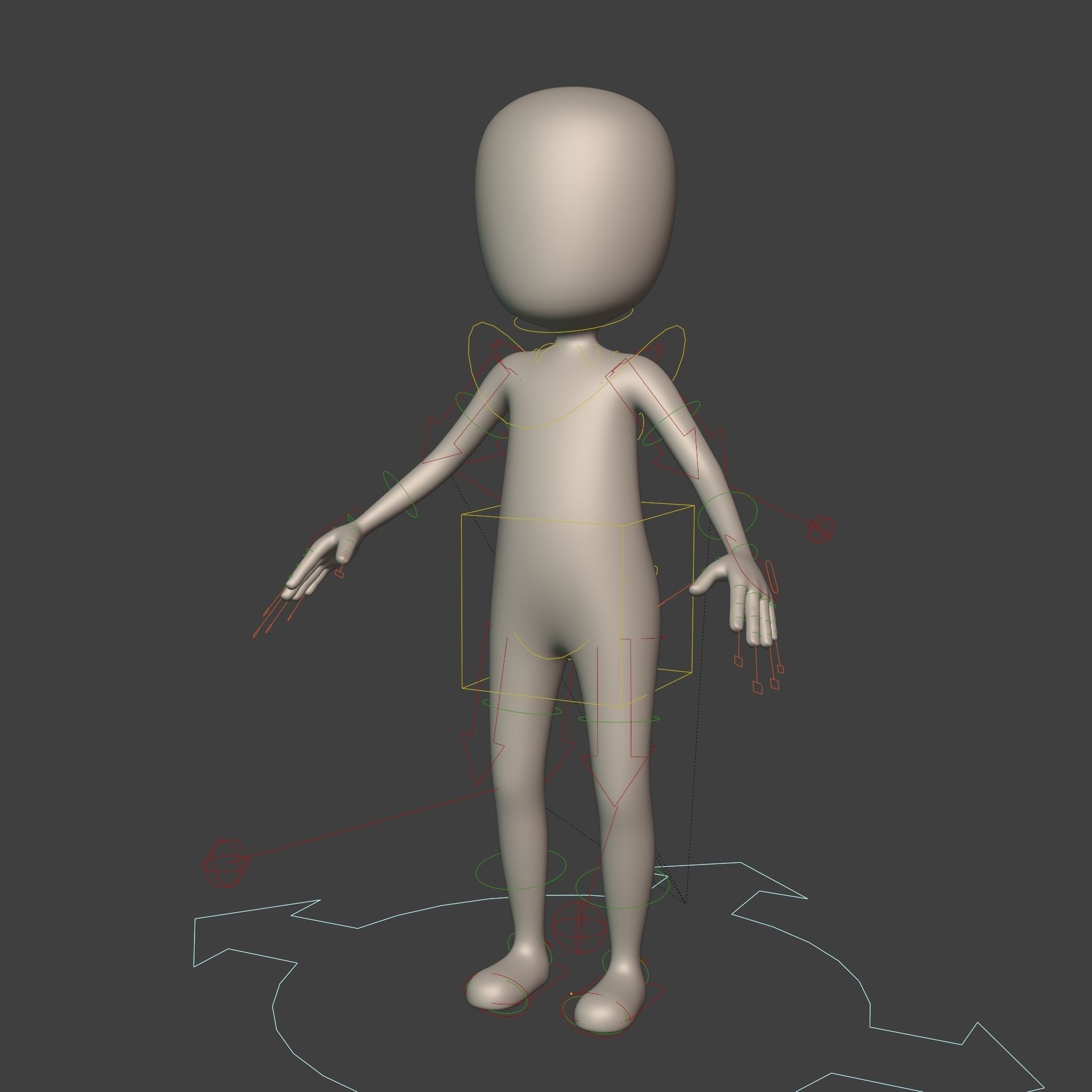 Cartoon Man - Stickman with High Quality IK and FK Rig Low-poly 3D model_2