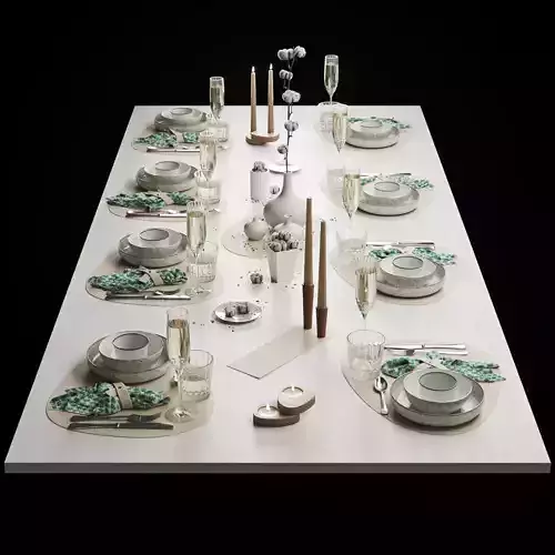 Table setting with cotton flower