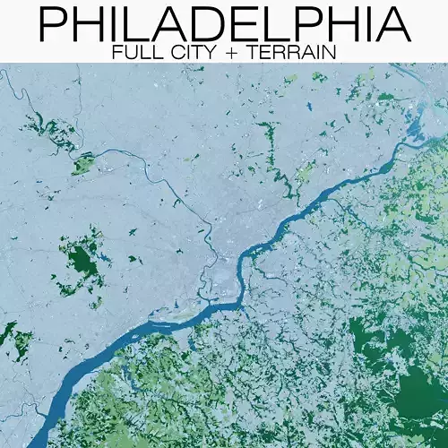 Philadelphia with Terrain 3D model