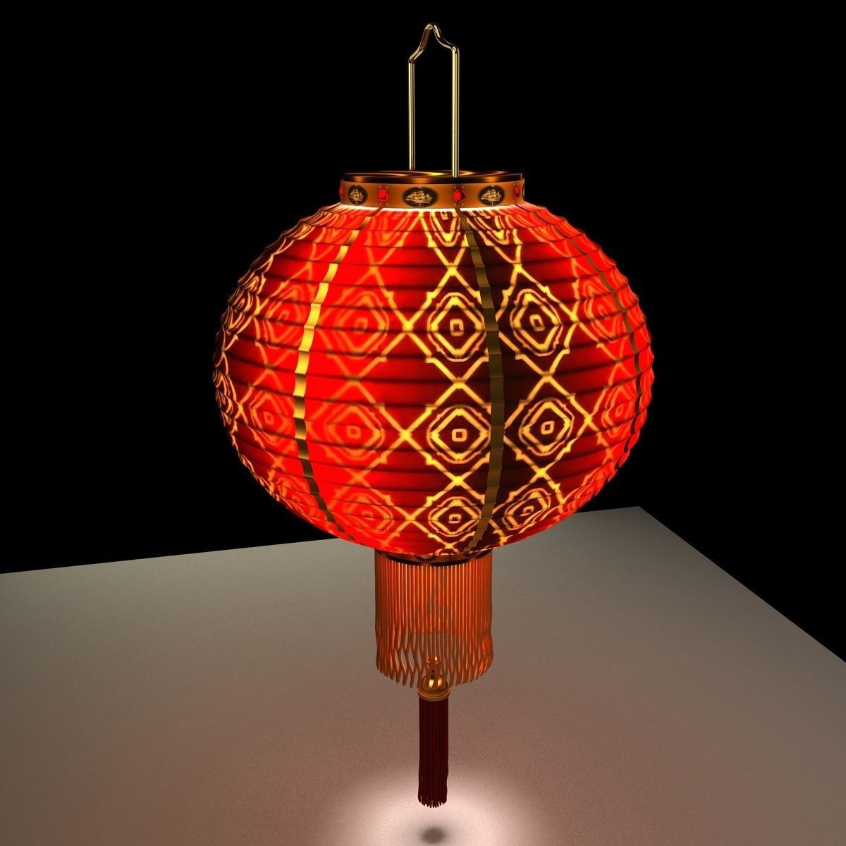 Chinese Red Lantern 3D model_1
