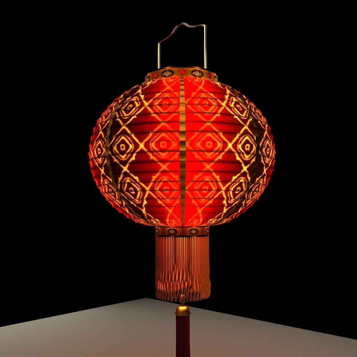 Chinese Red Lantern 3D model_2
