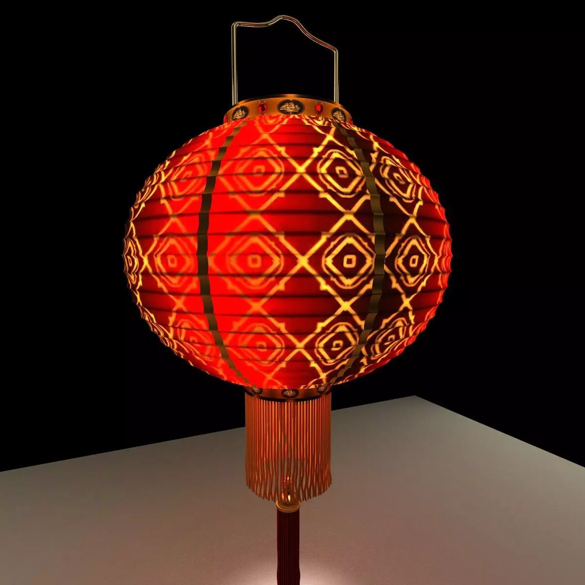 Chinese Red Lantern 3D model_0