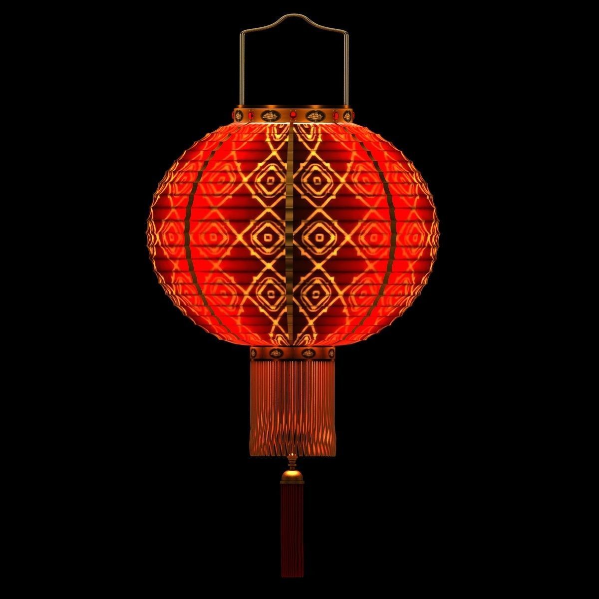Chinese Red Lantern 3D model_3