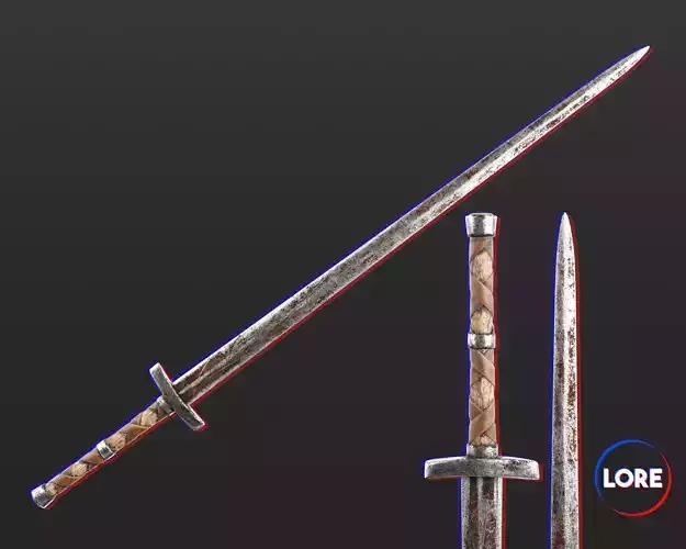 Medieval Crude Weapon Long Sword Low-poly 3D model