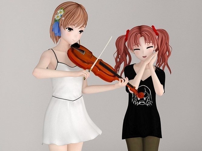 Misaka Mikoto and Kuroko Shirai pose 02 3D model
