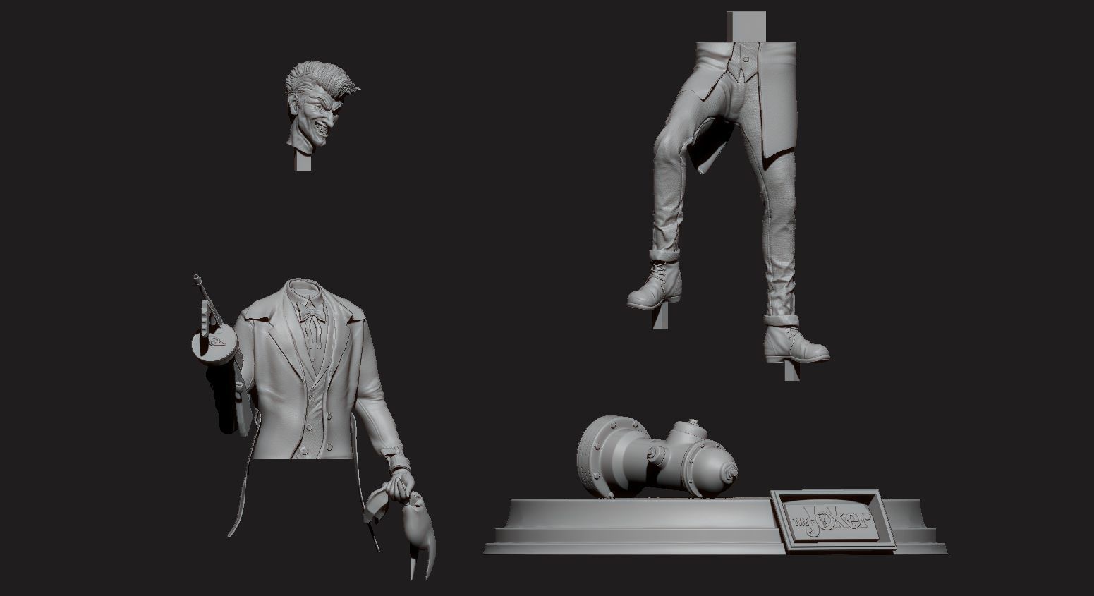 The joker 3D Print statue with gun 3D print model_6