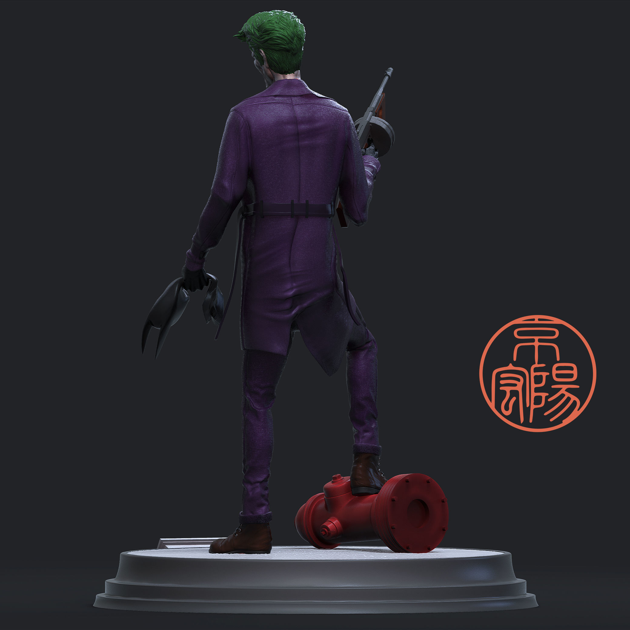 The joker 3D Print statue with gun 3D print model_4