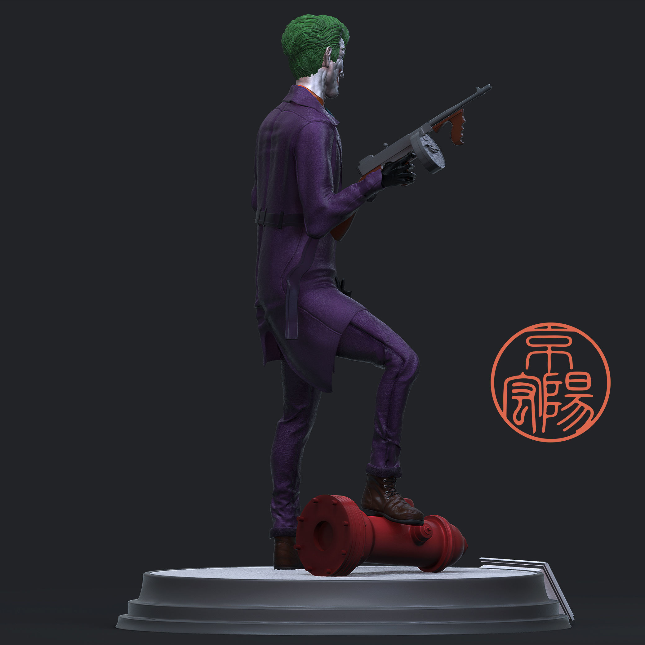 The joker 3D Print statue with gun 3D print model_3