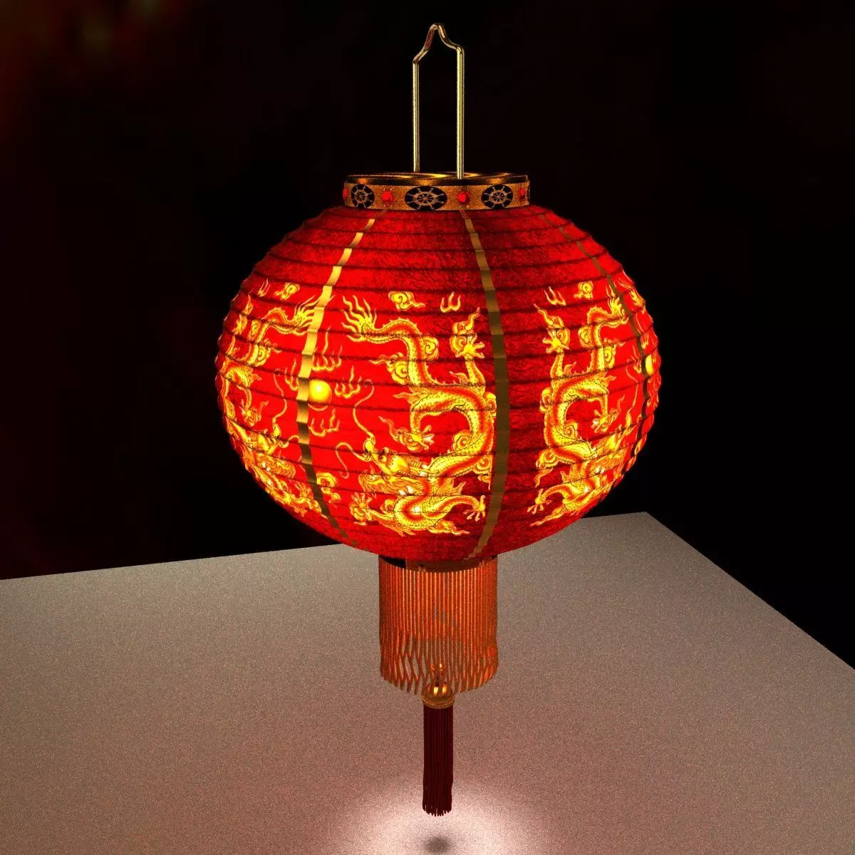 Chinese Red Lantern 3D model_0