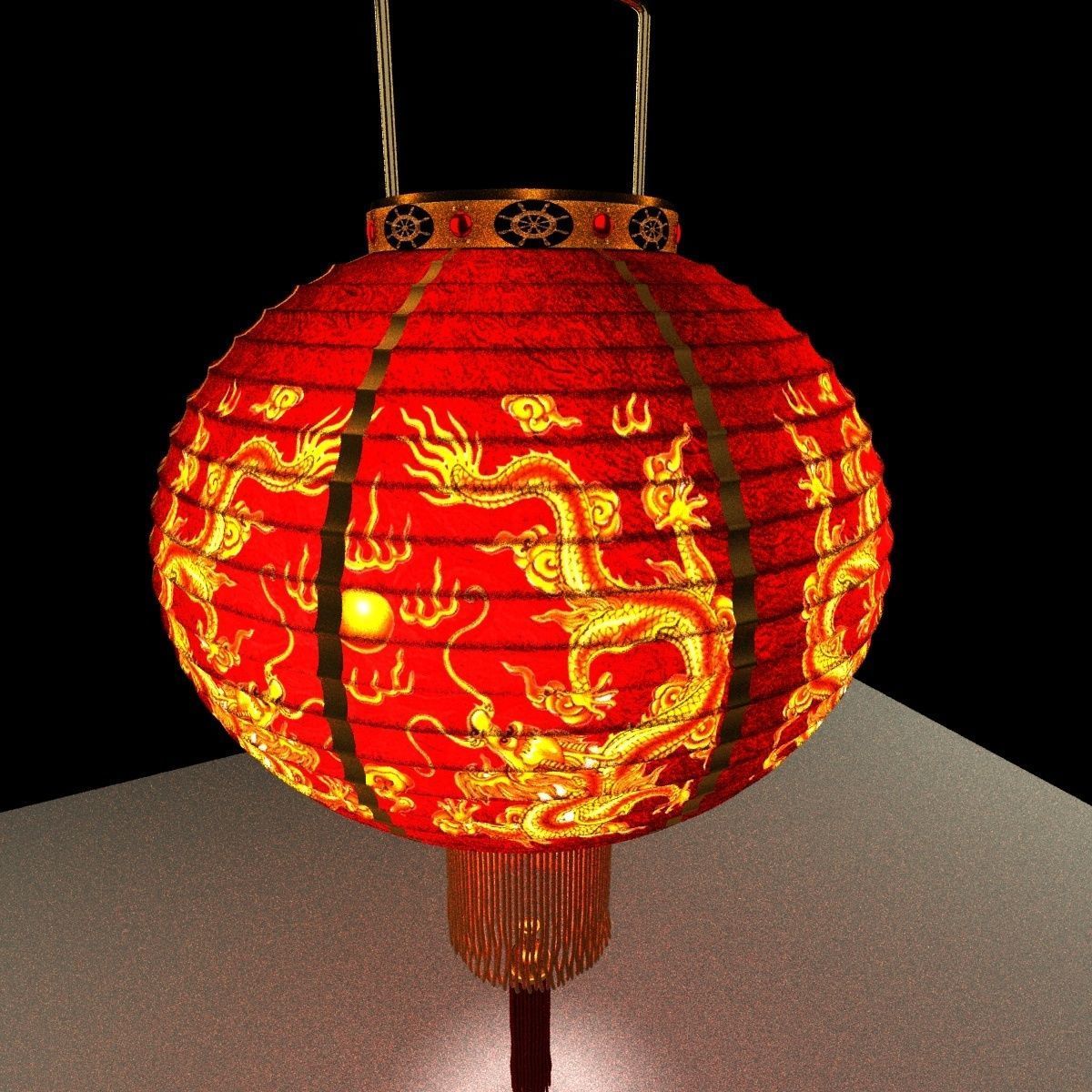 Chinese Red Lantern 3D model_3