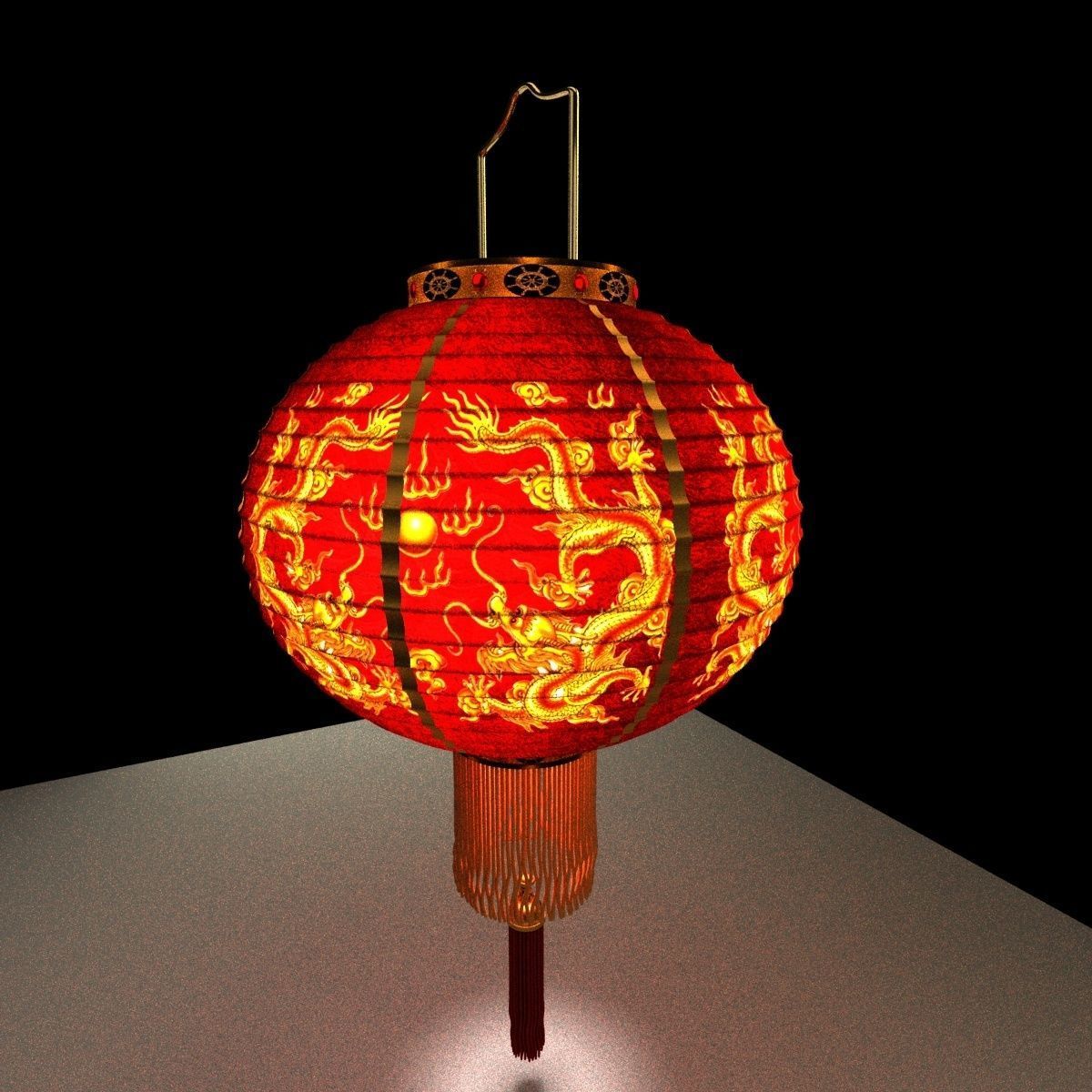 Chinese Red Lantern 3D model_4