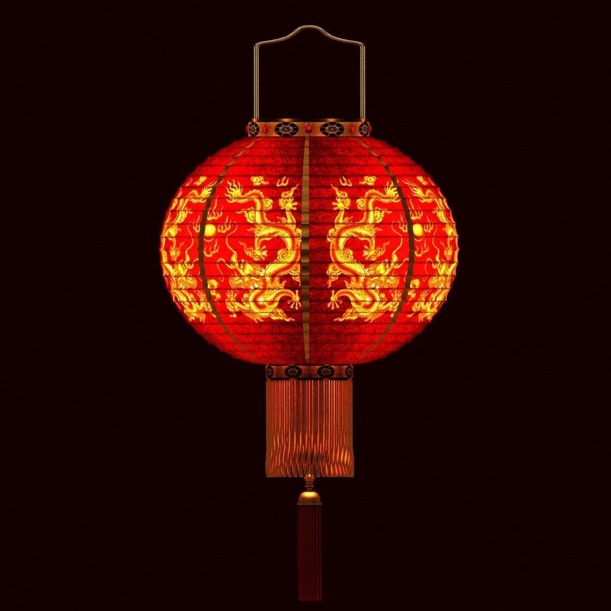 Chinese Red Lantern 3D model_1