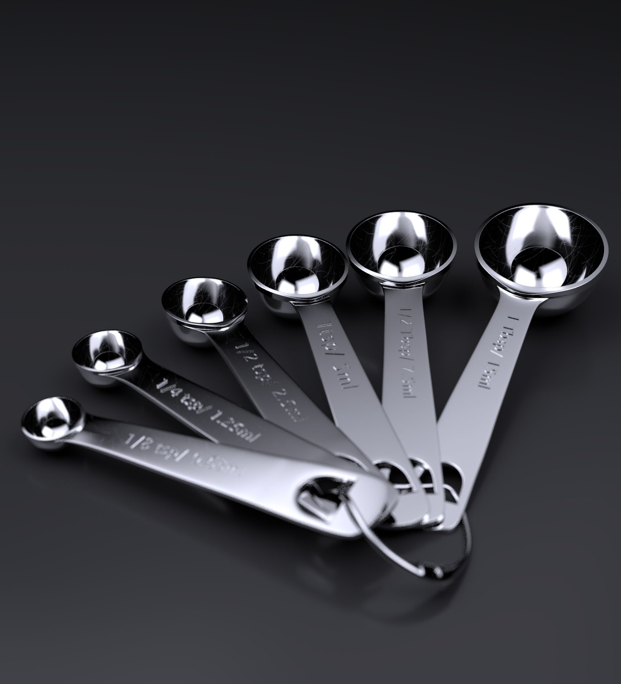 MEASURING SPOONS 6 PIECES Free low-poly 3D model_5