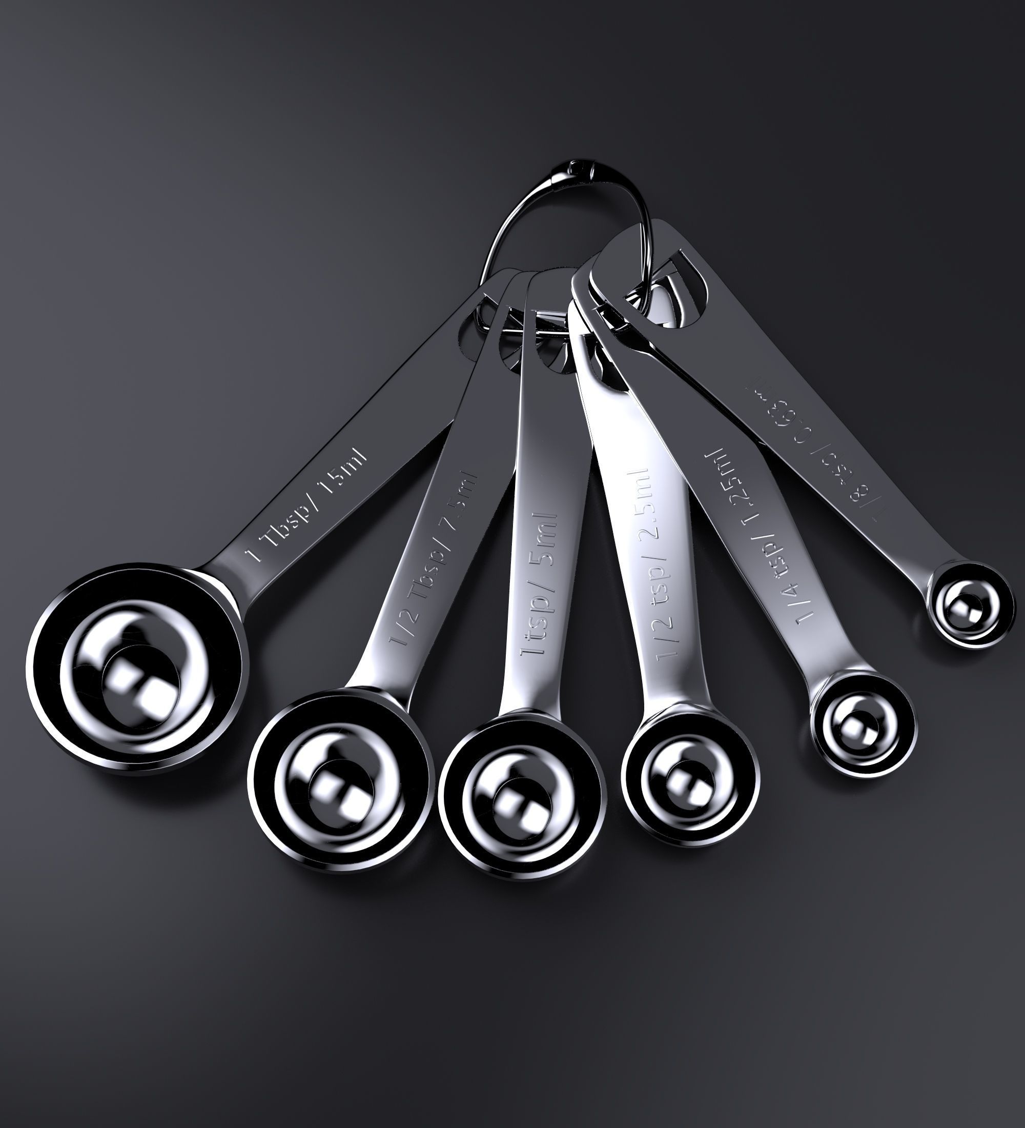 MEASURING SPOONS 6 PIECES Free low-poly 3D model_4