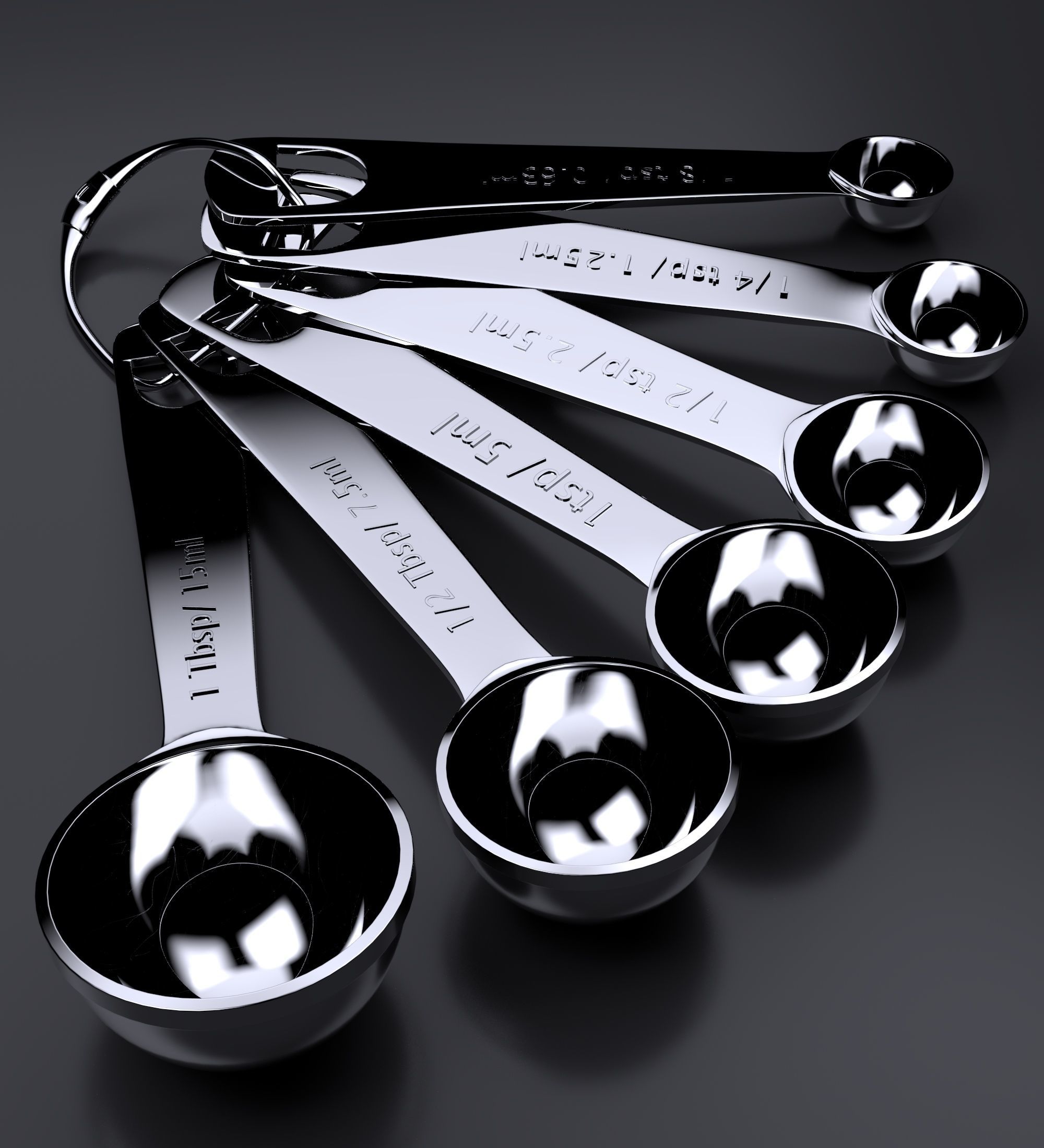 MEASURING SPOONS 6 PIECES Free low-poly 3D model_1