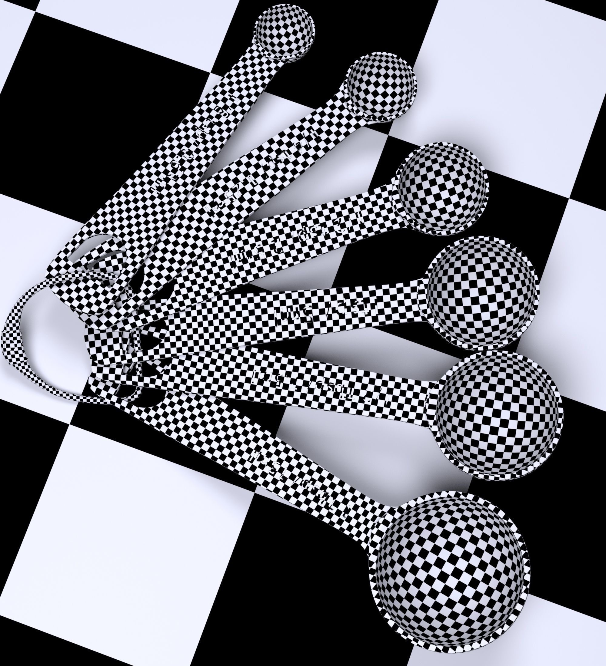 MEASURING SPOONS 6 PIECES Free low-poly 3D model_10