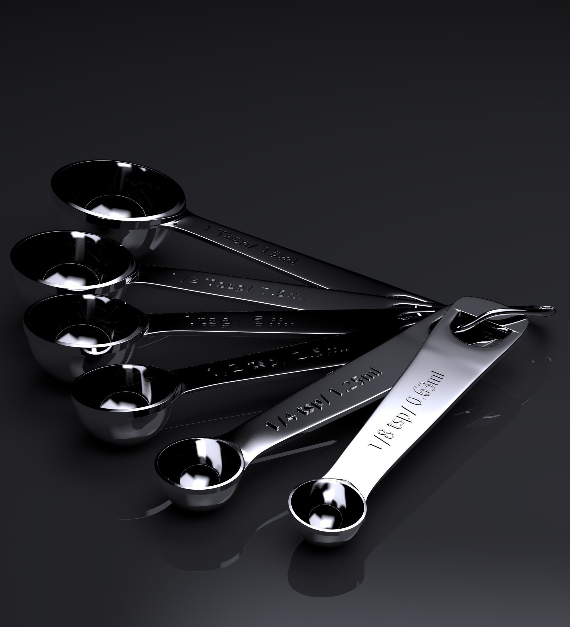MEASURING SPOONS 6 PIECES Free low-poly 3D model_2