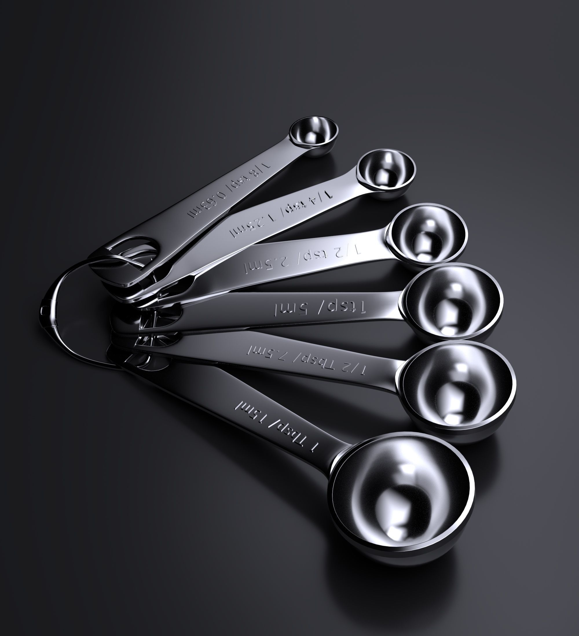MEASURING SPOONS 6 PIECES Free low-poly 3D model_3
