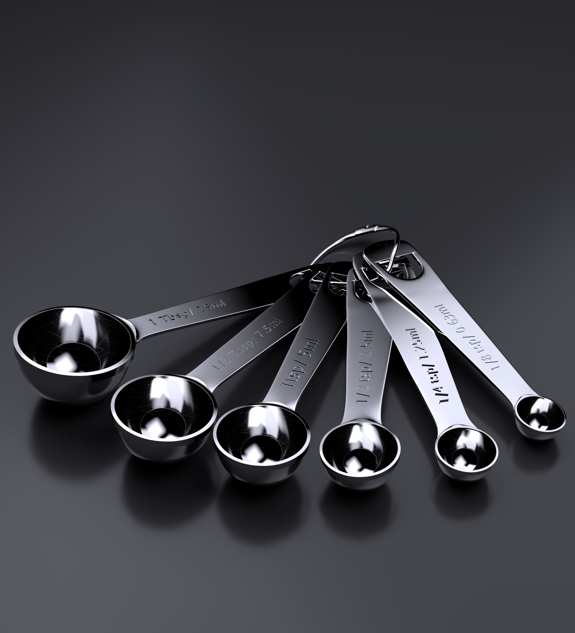 MEASURING SPOONS 6 PIECES Free low-poly 3D model_6