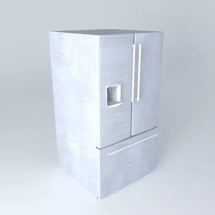 Large Refrigerator Double Door with freezer drawer 3D model_0