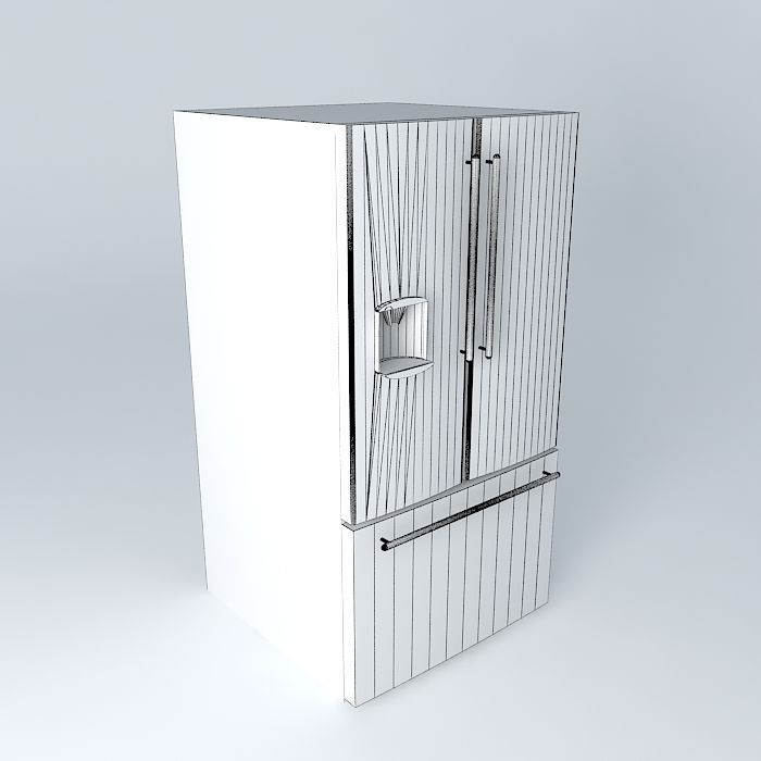 Large Refrigerator Double Door with freezer drawer 3D model_3