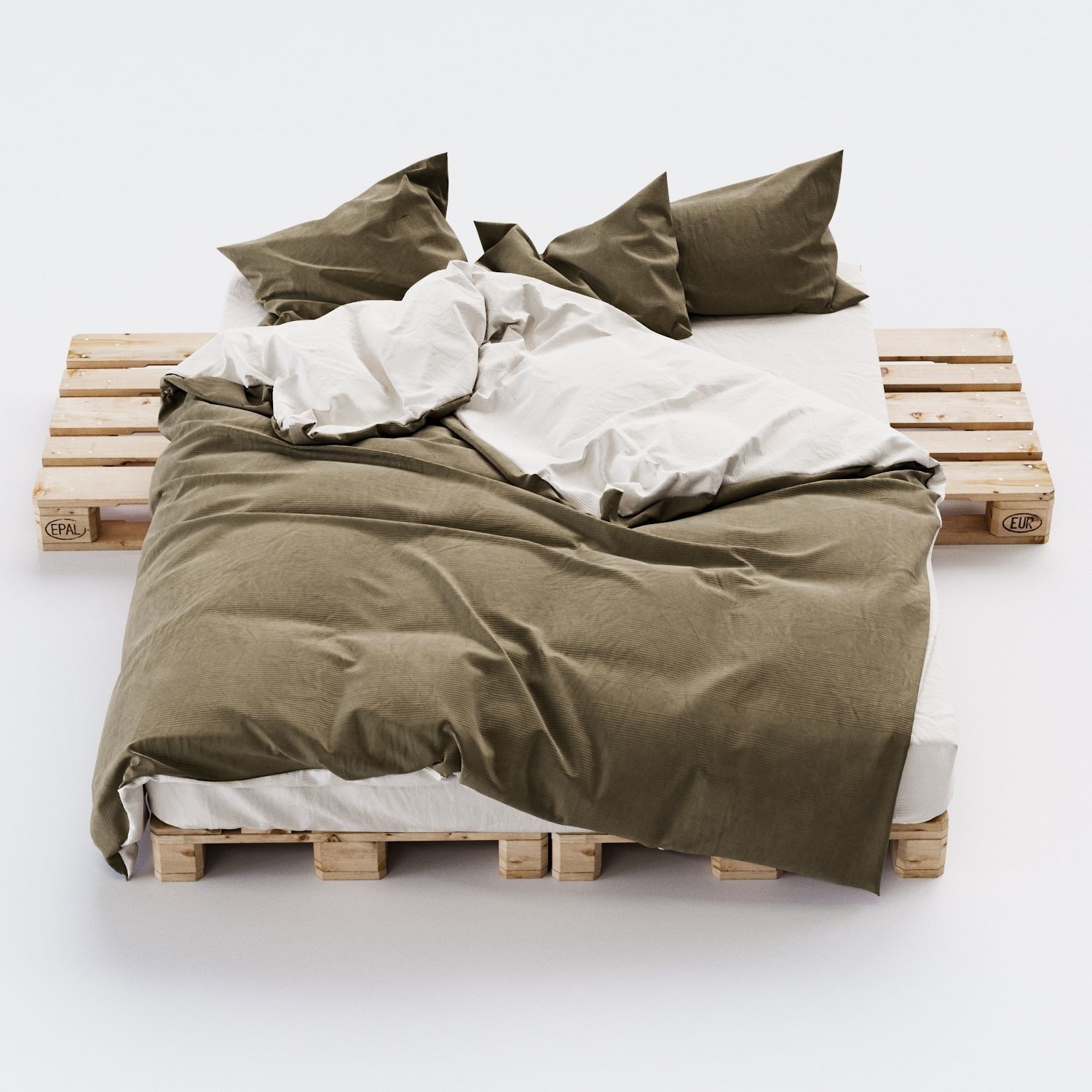 Euro Pallet Bed 3D model_3