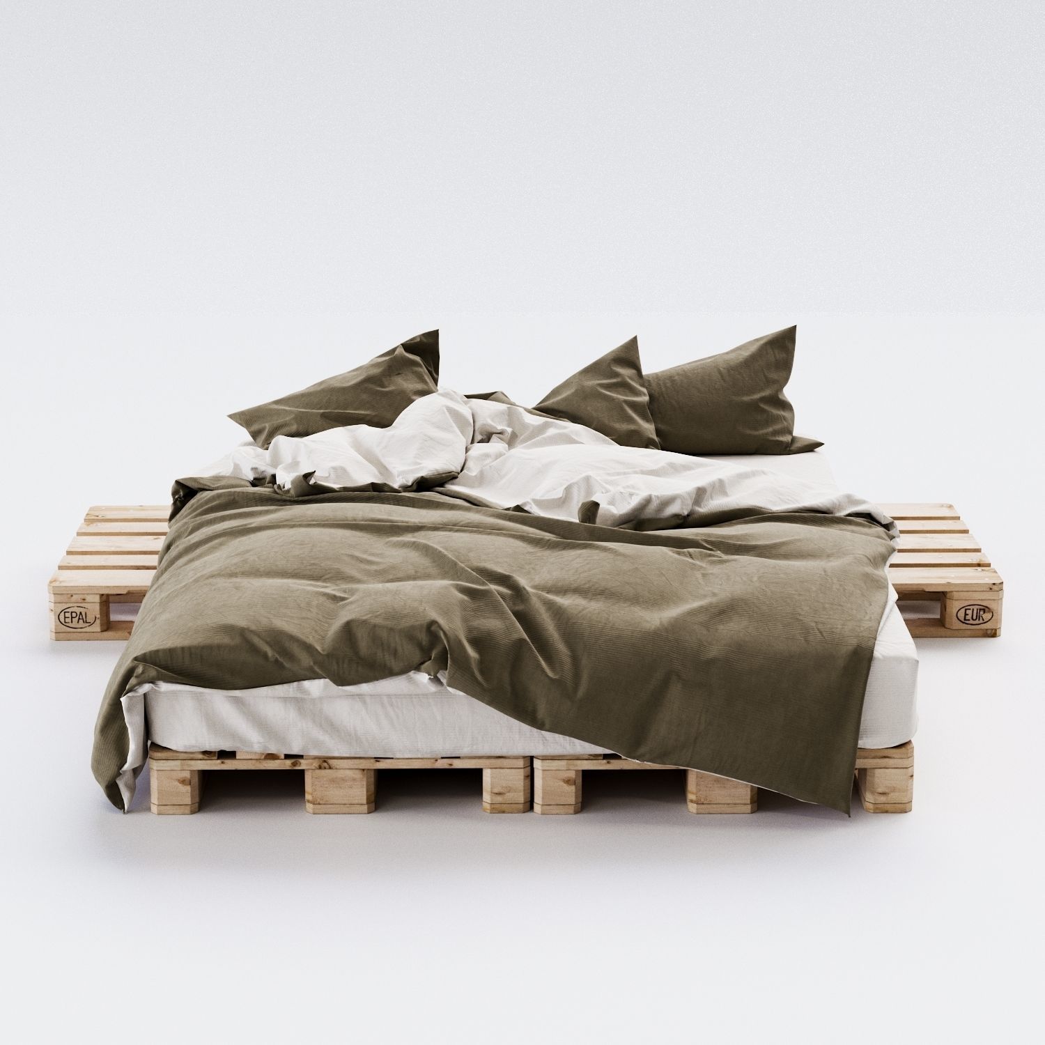 Euro Pallet Bed 3D model_2