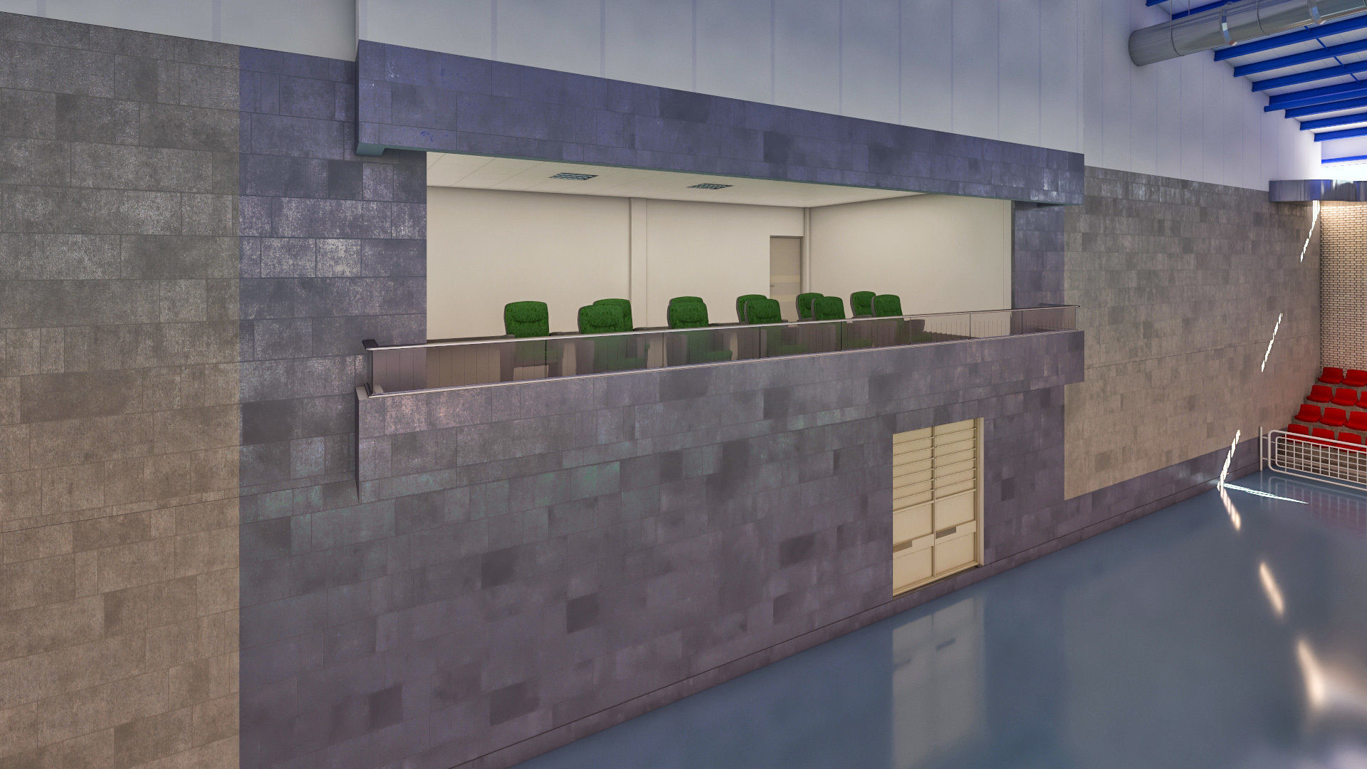 Realistic Sport Hall Complex  3D model_6