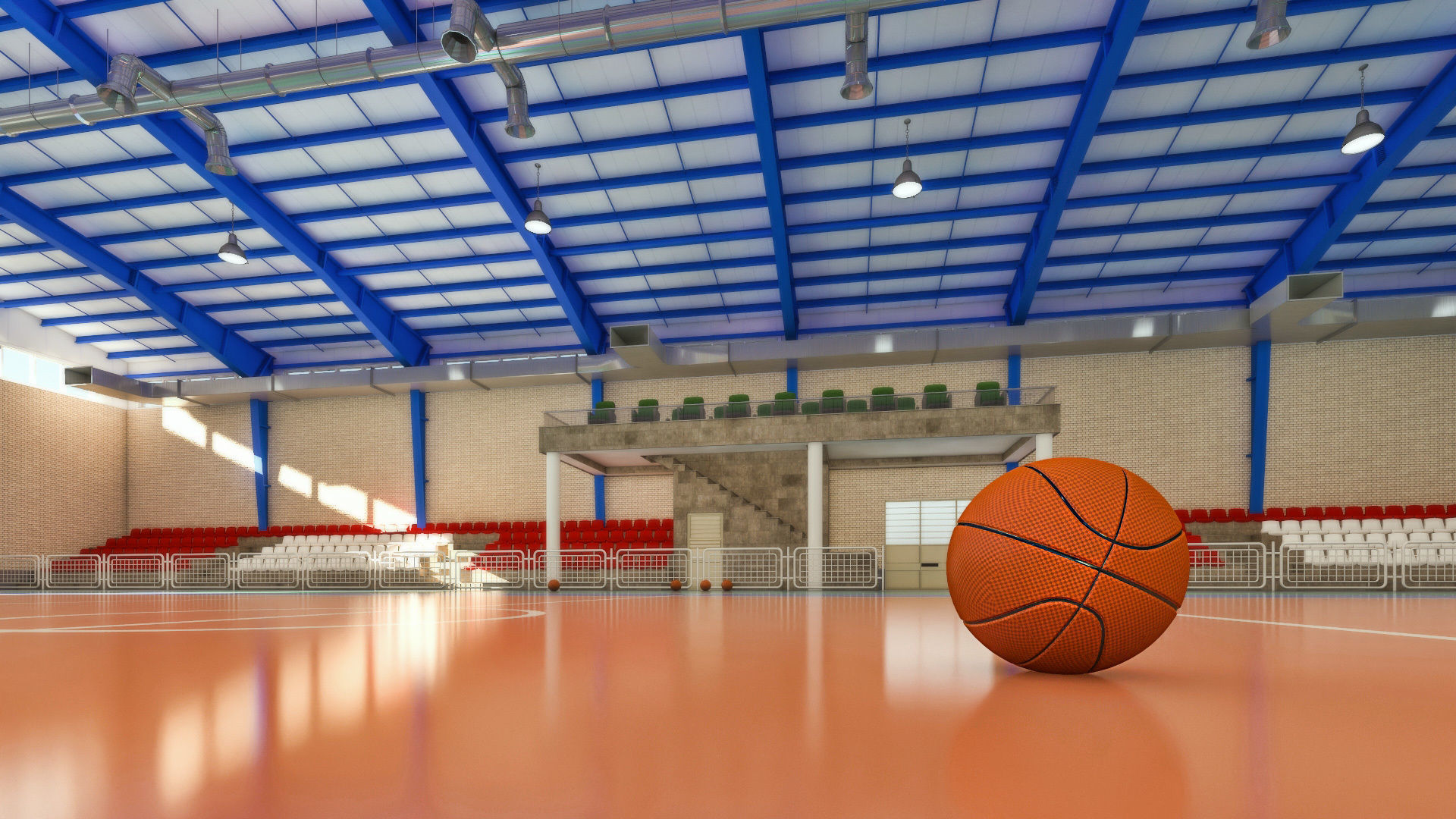 Realistic Sport Hall Complex  3D model_7