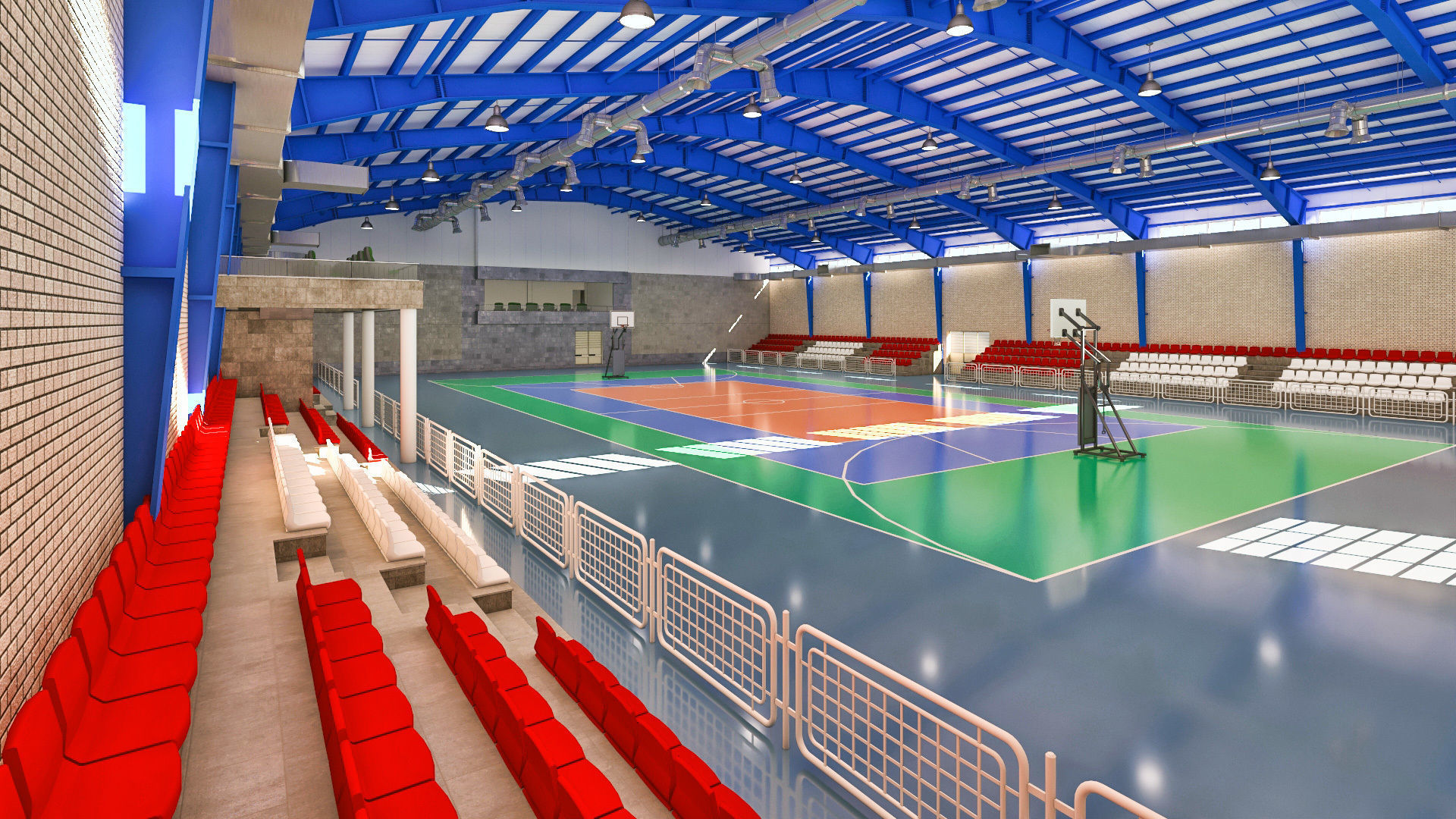Realistic Sport Hall Complex  3D model_2