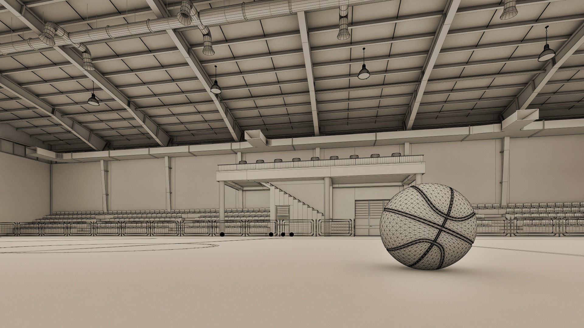 Realistic Sport Hall Complex  3D model_15