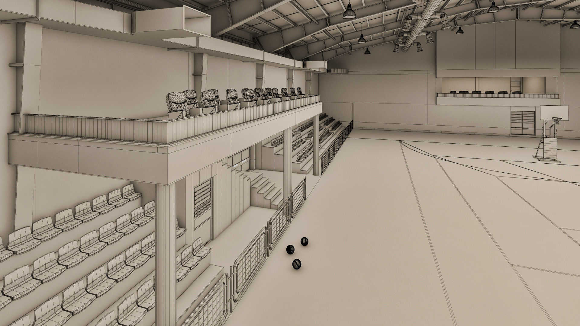 Realistic Sport Hall Complex  3D model_12