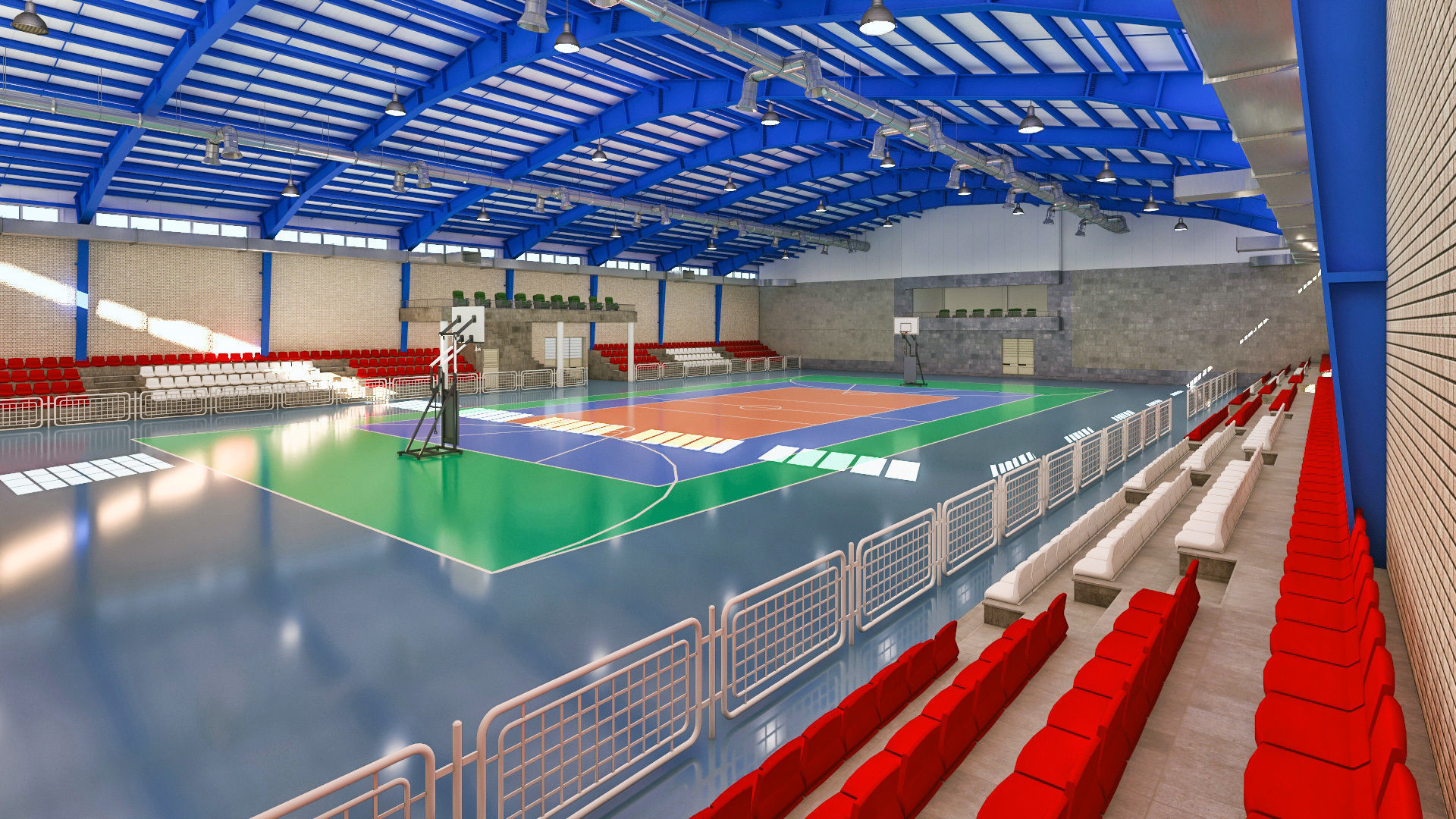 Realistic Sport Hall Complex  3D model_3