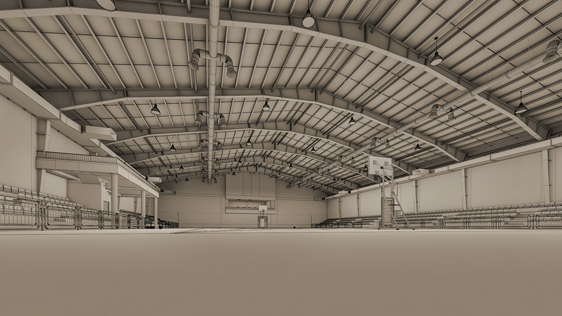 Realistic Sport Hall Complex  3D model_16