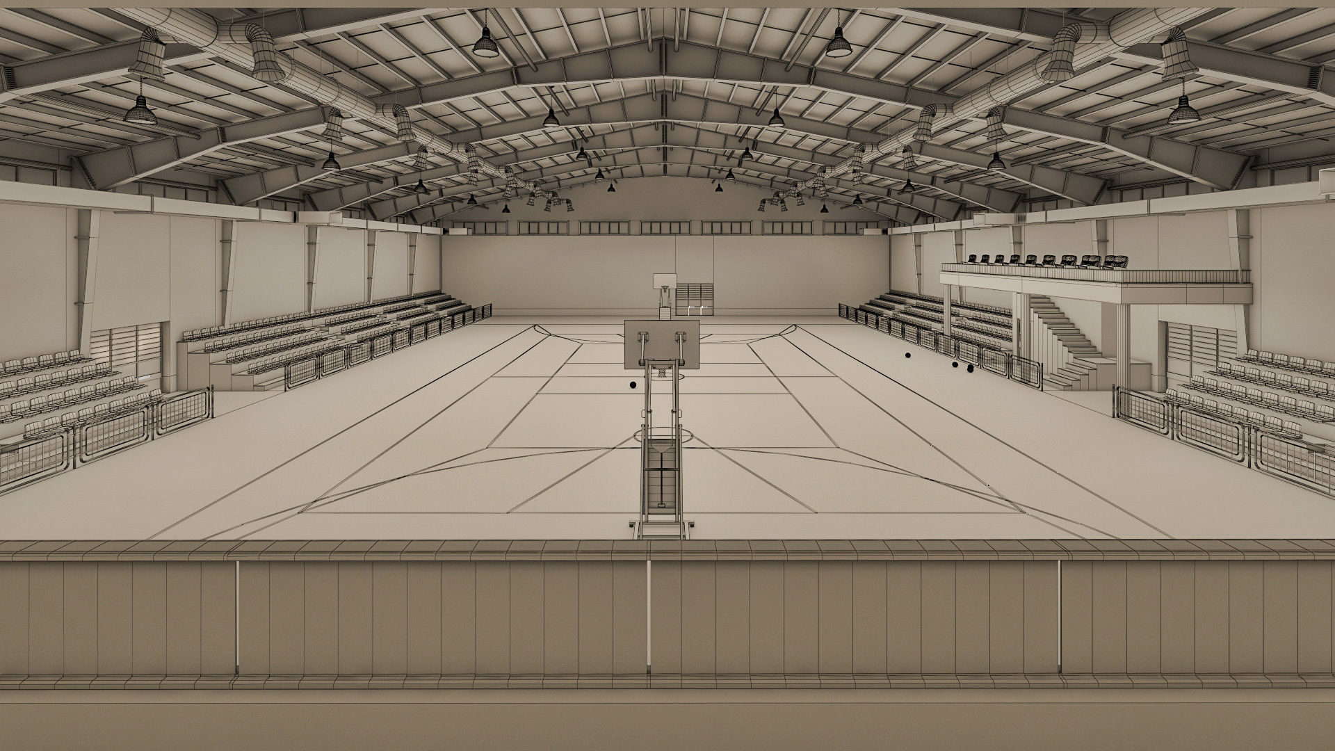 Realistic Sport Hall Complex  3D model_13