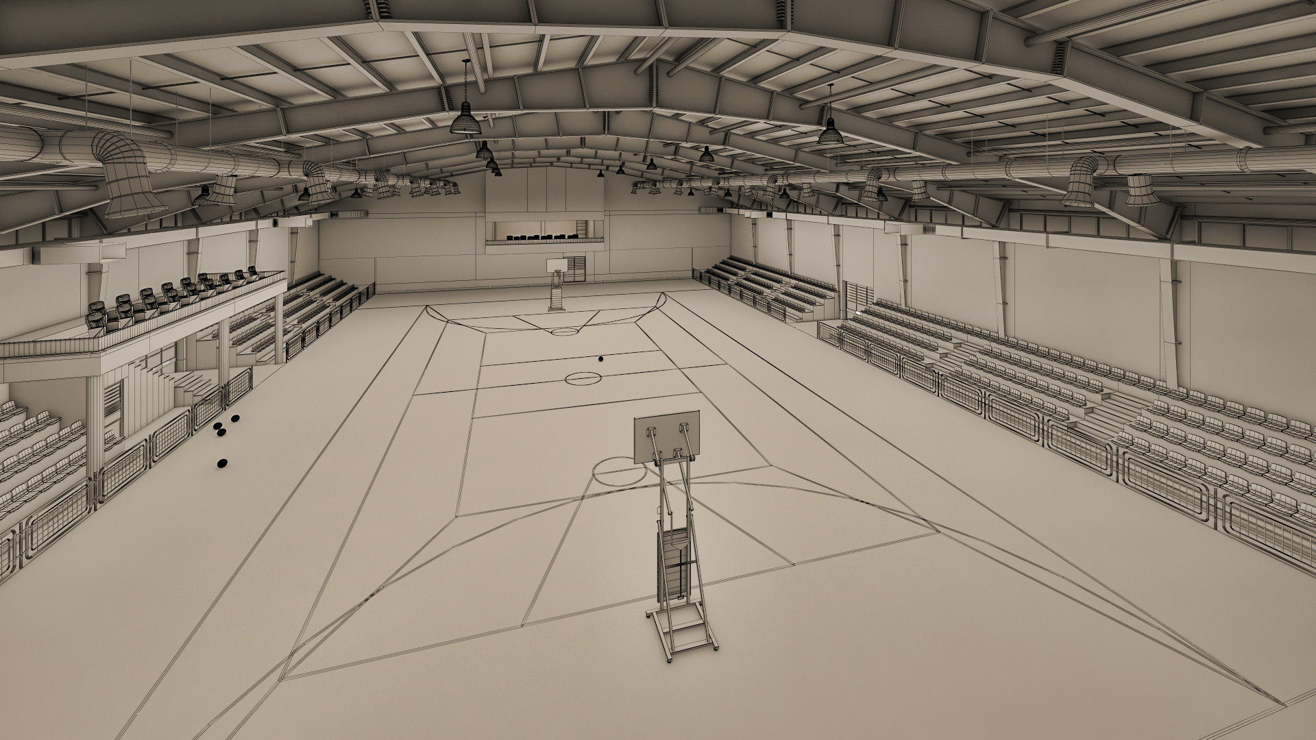Realistic Sport Hall Complex  3D model_17
