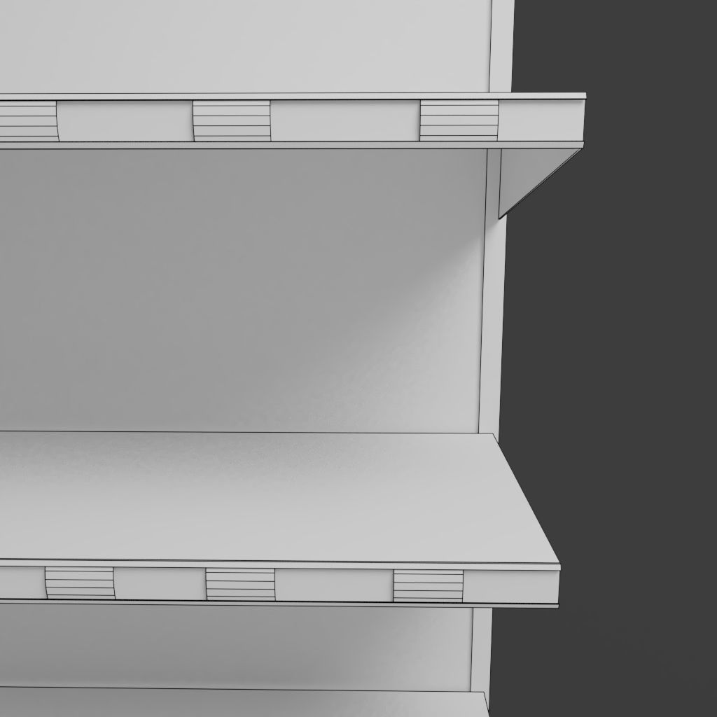 Shop or store shelf or shelving aisle for interior environment Low-poly 3D model_6