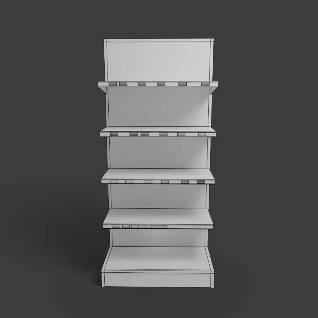 Shop or store shelf or shelving aisle for interior environment Low-poly 3D model_5