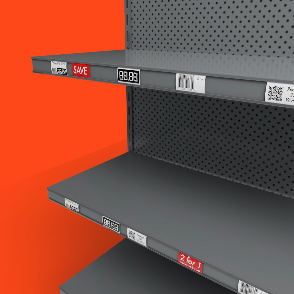 Shop or store shelf or shelving aisle for interior environment Low-poly 3D model_1