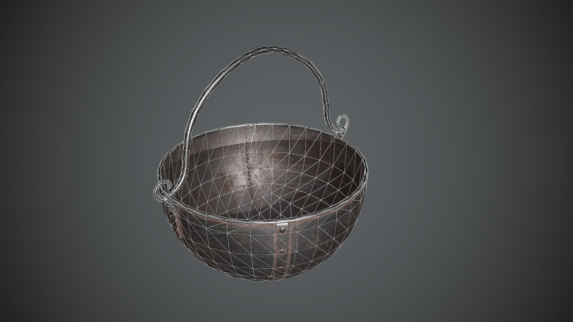 Cauldron Medieval Low-poly 3D model_19