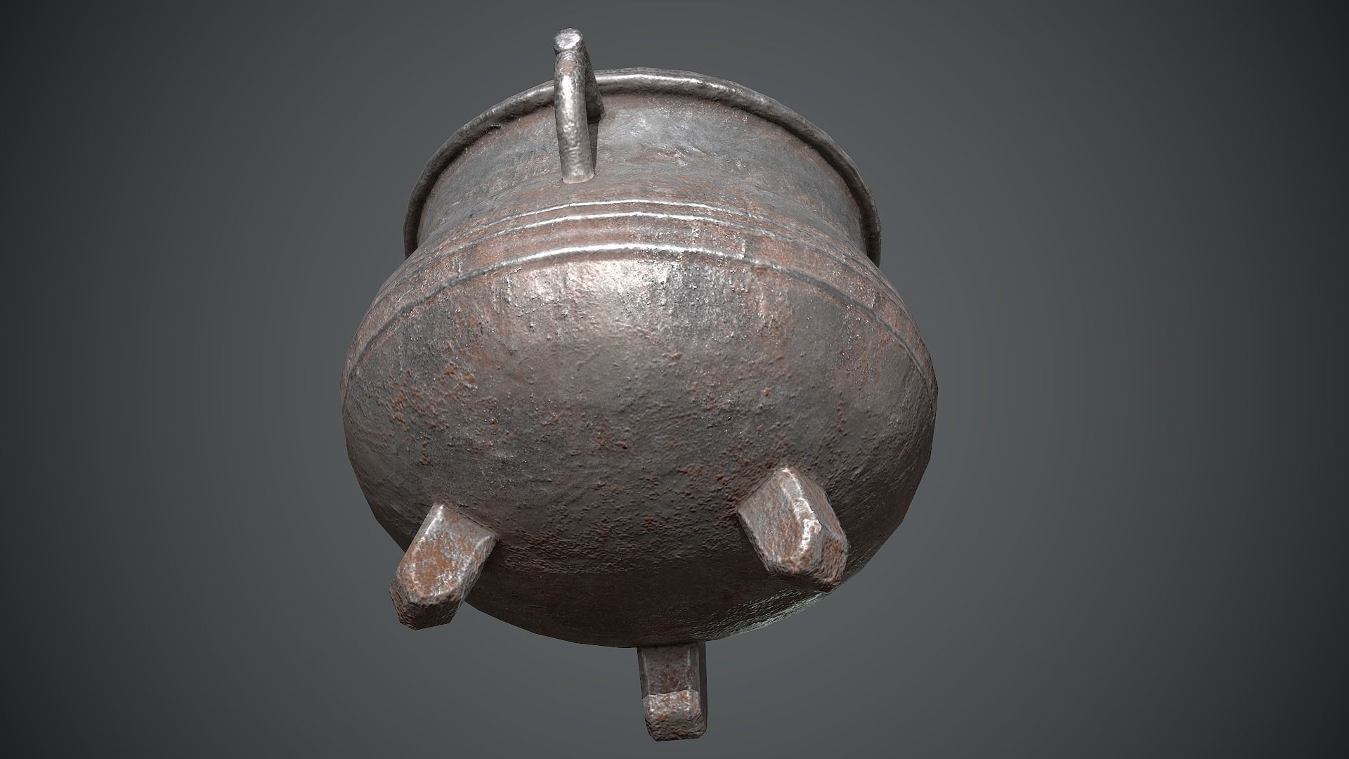 Cauldron Medieval Low-poly 3D model_10