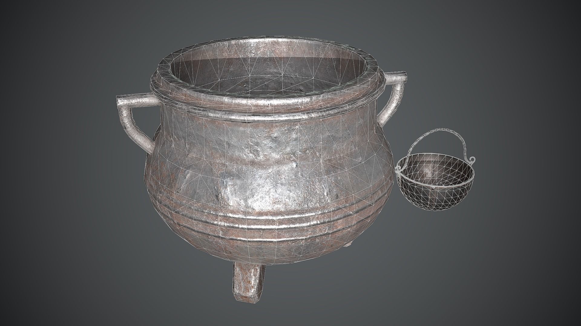 Cauldron Medieval Low-poly 3D model_3