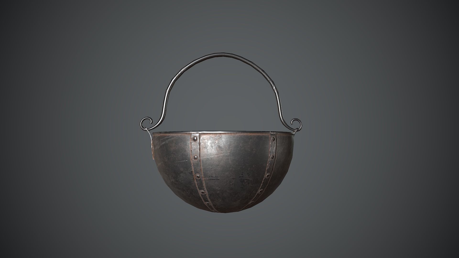 Cauldron Medieval Low-poly 3D model_14