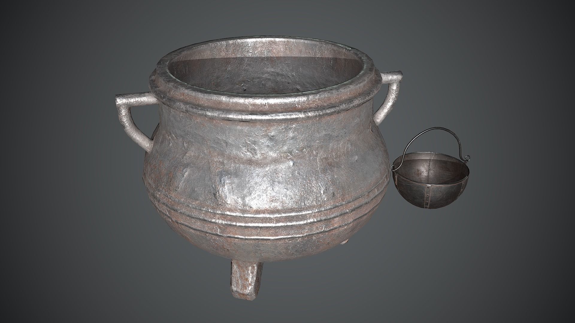Cauldron Medieval Low-poly 3D model_2