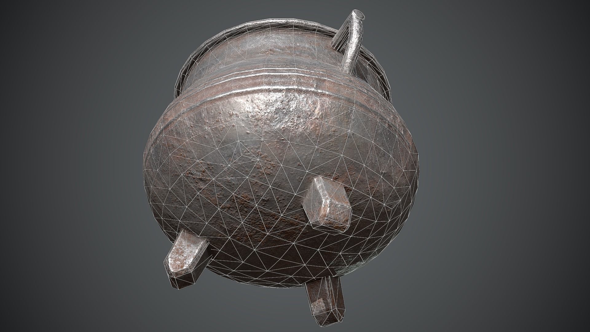 Cauldron Medieval Low-poly 3D model_13