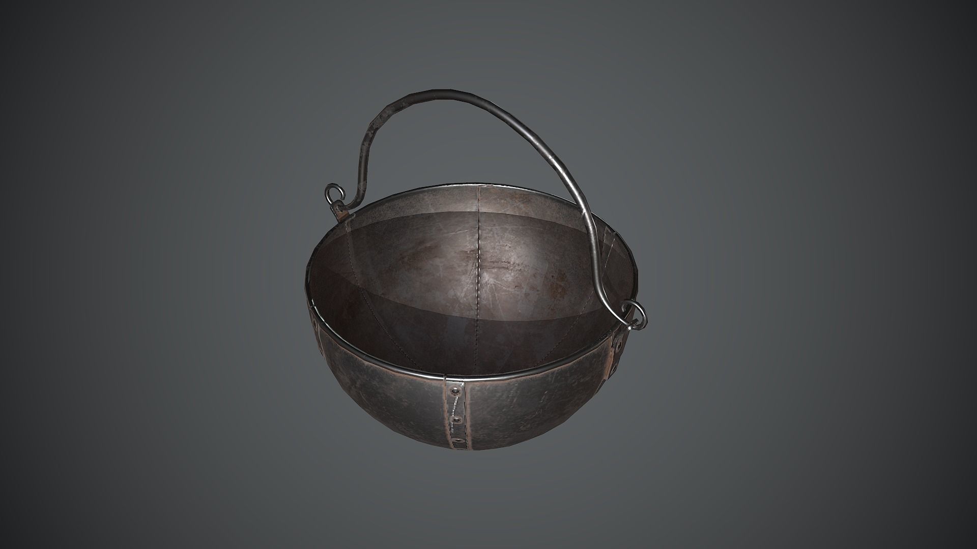 Cauldron Medieval Low-poly 3D model_16