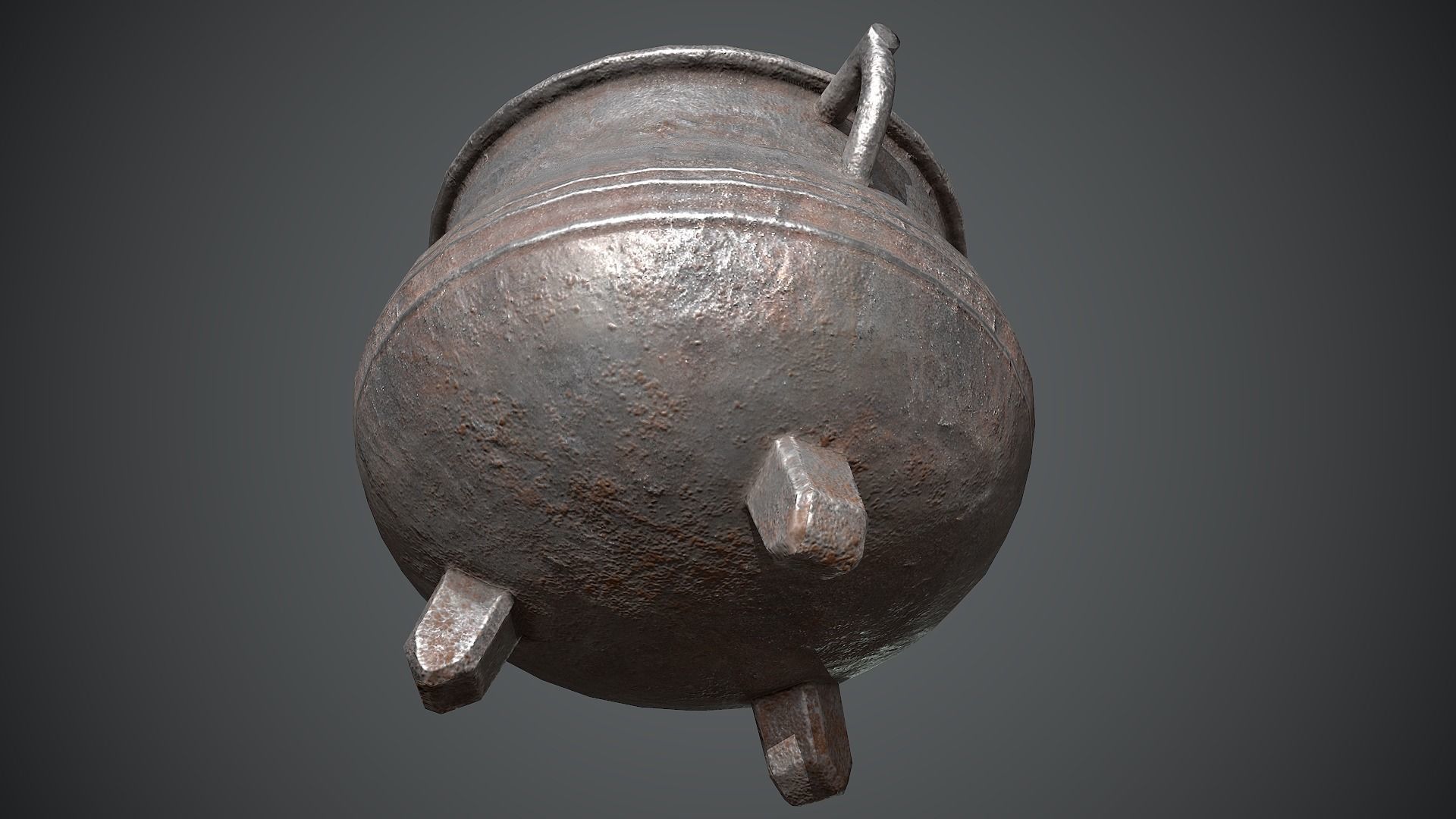 Cauldron Medieval Low-poly 3D model_12